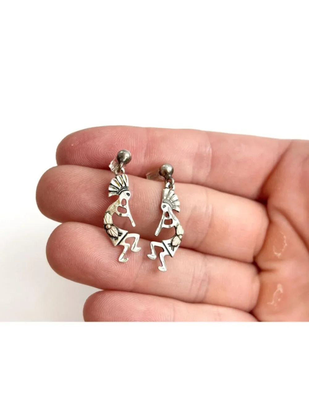Wheeler Manufacturing SW Kokopelli Deity Vintage Sterling Silver 925 Earrings
